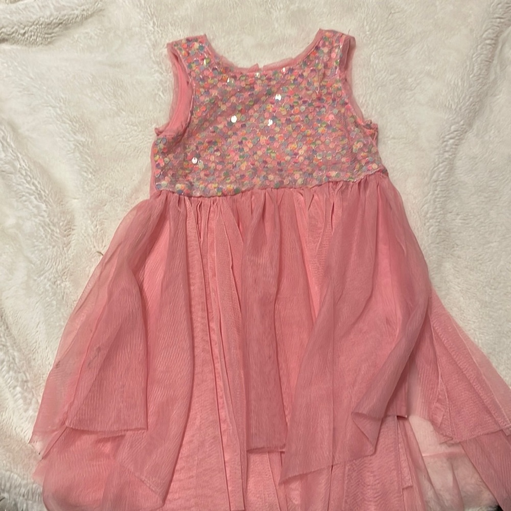 Pink sequin top dress with flowy bottom slight twirl - super cute and fun